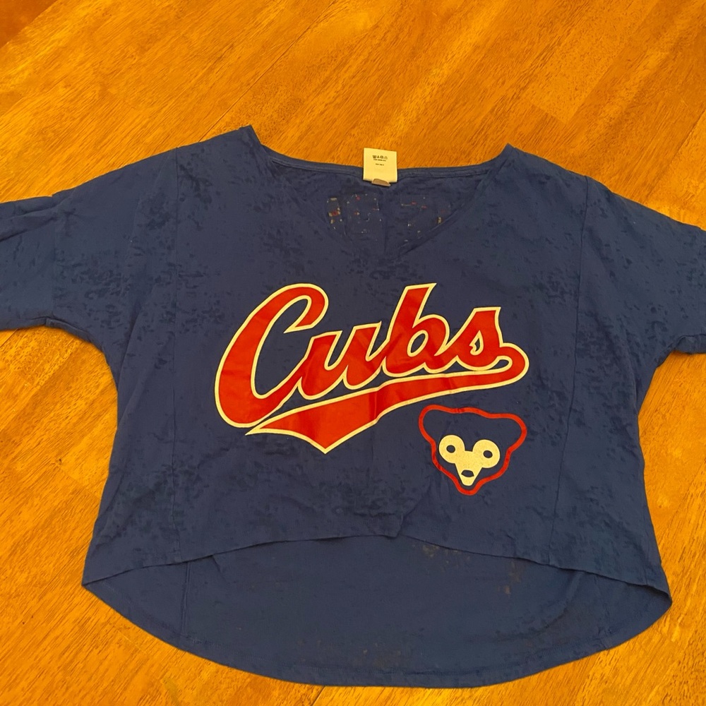 Pink Cubs loose gif crop top NEW awesome size M